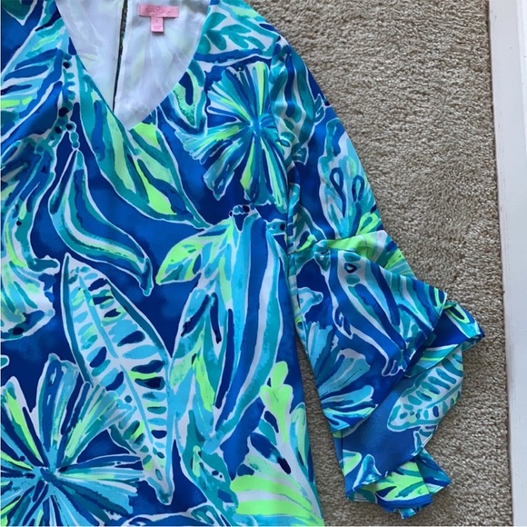 Lilly Pulitzer Rosalia Dress Beckon Blue Palm Passage - Picture 4 of 9